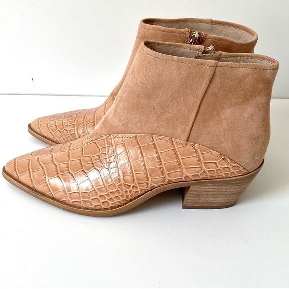 Louise Et Cie Vada Demure Tan/Pink/Nude Suede Leather Ankle Boots size 8.5 - Picture 6 of 12